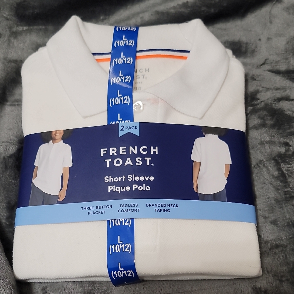 French Toast White Short Sleeve Pique Polo Shirt Boys 2 Pack